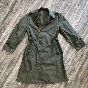 Vintage US Army Raincoat Cotton Nylon Belted Trench 60s